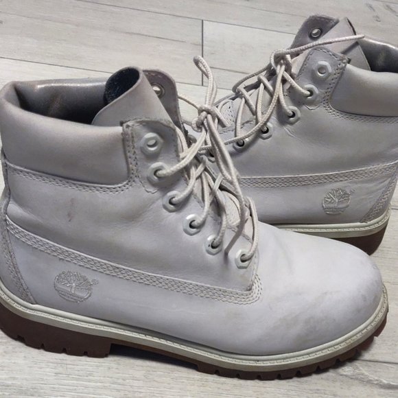 Timberland Other - TIMBERLAND Light Gray Nubuck Leather Waterproof Boots Size Mens 5